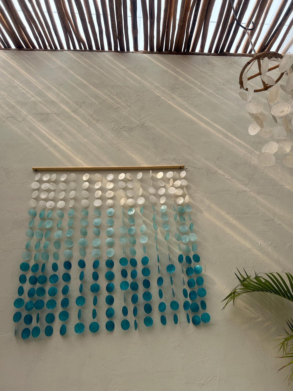 Blue Gradation Capiz Shell Beach Boho Wall Hanging