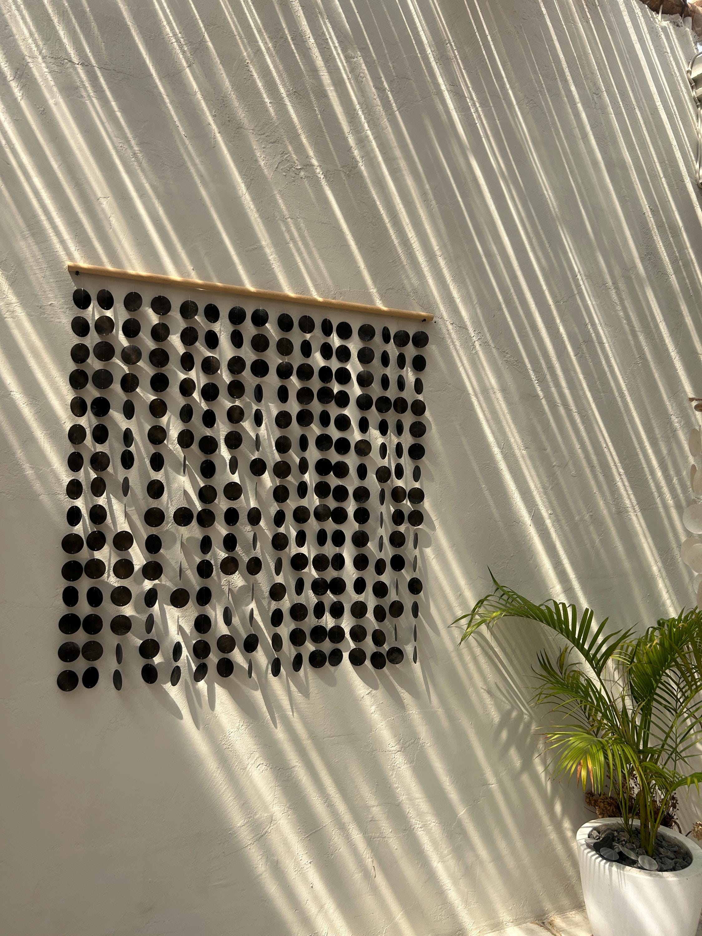 Black capiz shell wall hanging | Beach house blue shell wall hanging | Christmas boho wall hanging | Fall bohemian shell decor