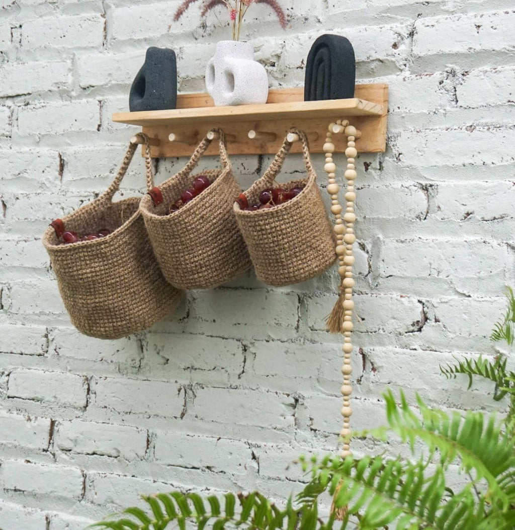 Jute Hanging Basket – Handmade Farmhouse Kitchen Storage