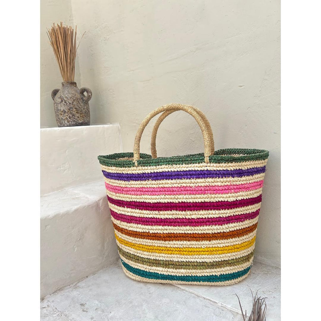 Summer Rainbow raffia tote bag | beach raffia bag  large beach bag | summer beach bag | raffia large tote