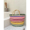 Summer Rainbow raffia tote bag | beach raffia bag  large beach bag | summer beach bag | raffia large tote