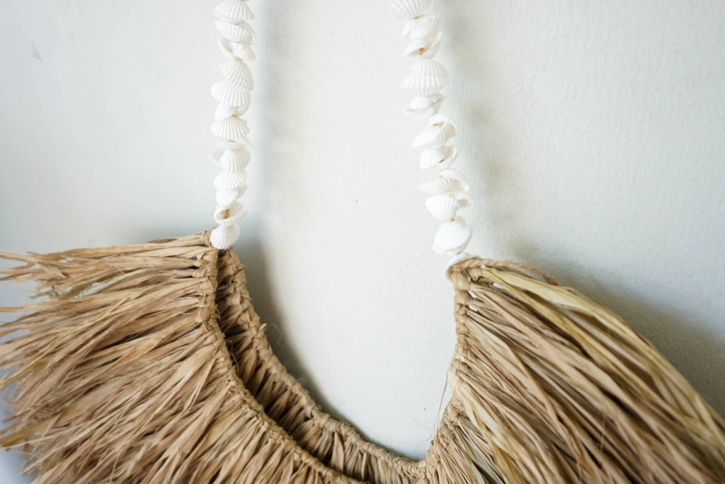 Boho Raffia White Shell Wall Hanging