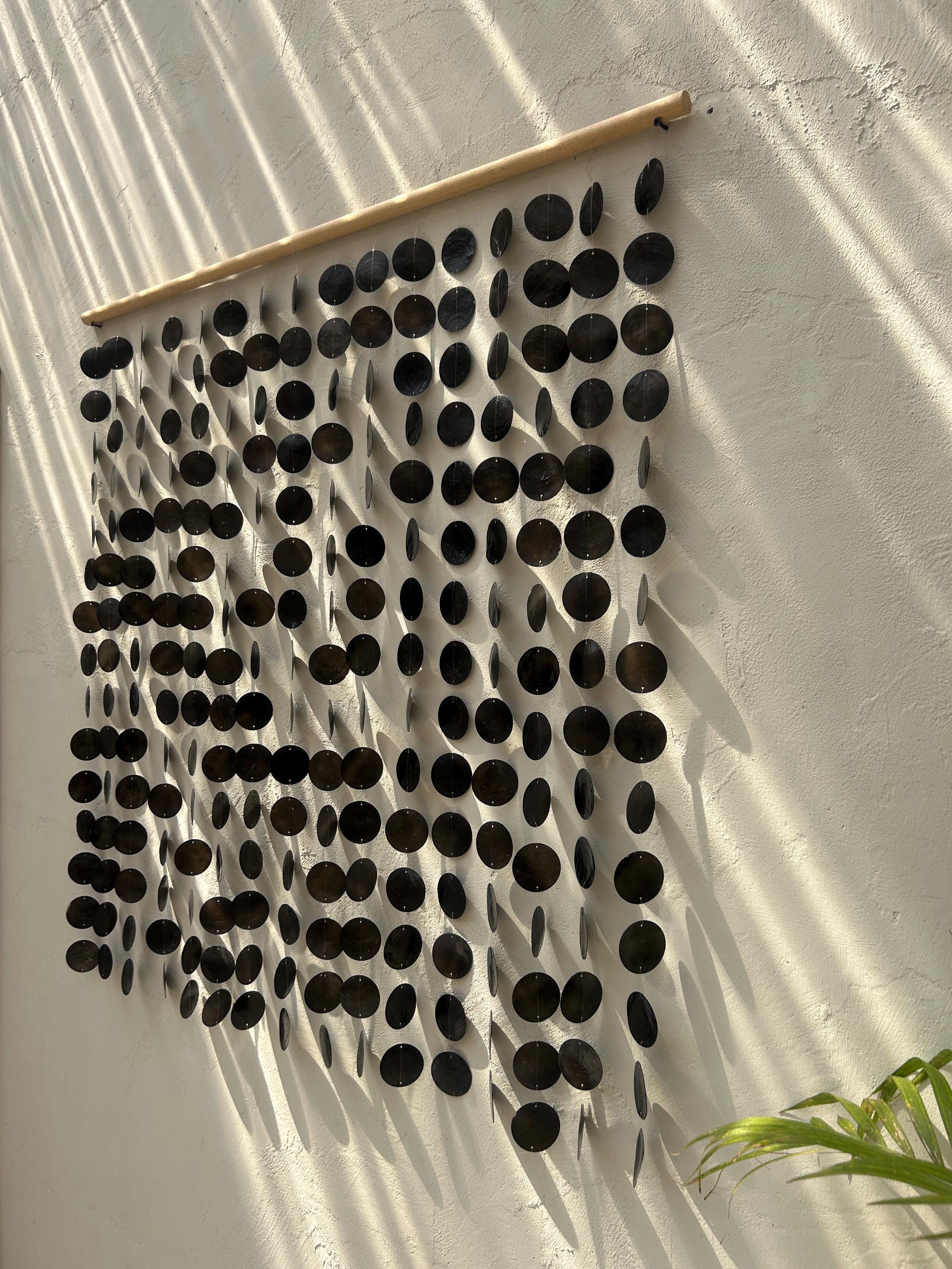 Black capiz shell wall hanging | Beach house blue shell wall hanging | Christmas boho wall hanging | Fall bohemian shell decor