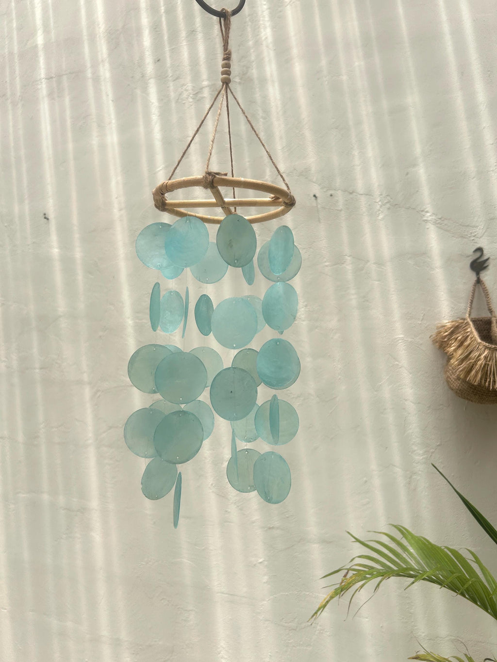 Small Sea Blue Round capiz shells wind chime