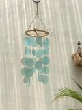 Small Sea Blue Round capiz shells wind chime