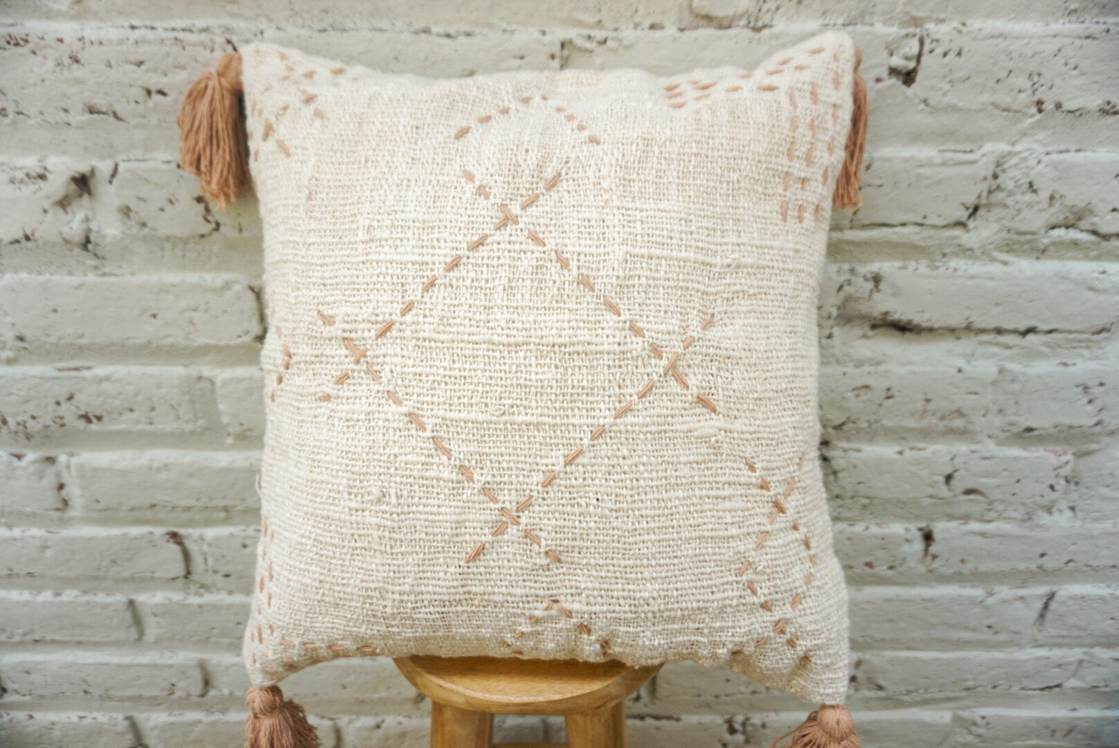 40cm x 40cm Boho minimalist pillow cover | Modern Farmhouse pillow cover | Natural white pillow cover