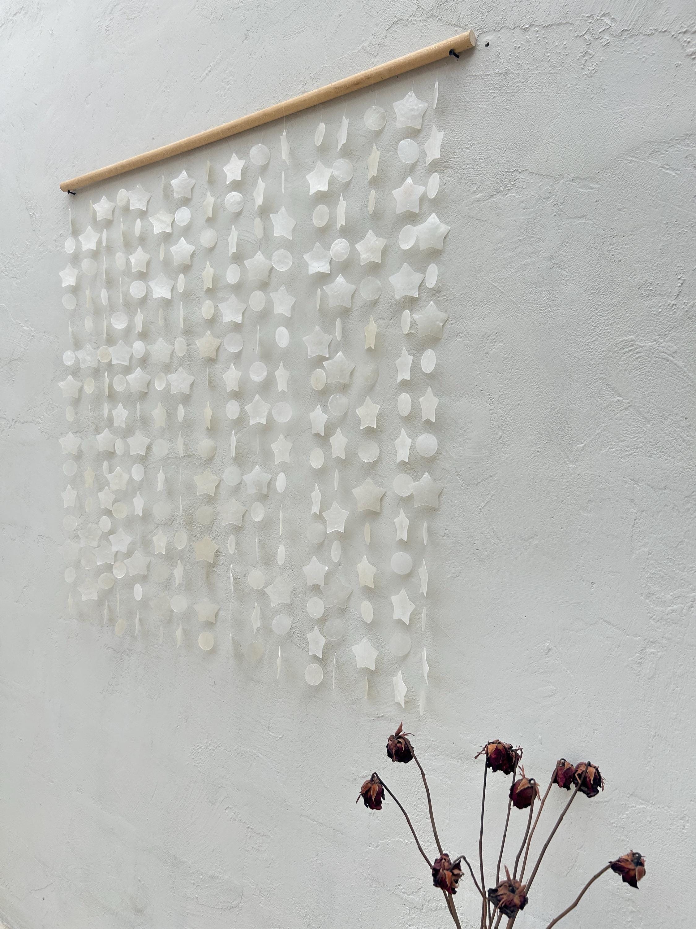 The Moon and The Star White capiz shell wall hanging | Nursery capiz shell wall hanging | Christmas beach house boho wall hanging