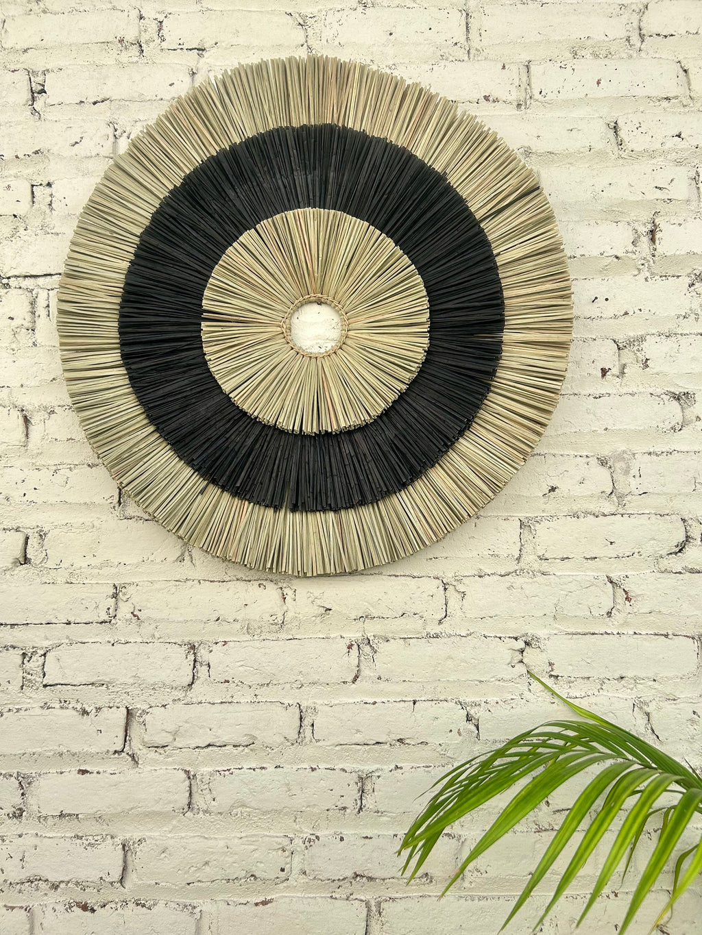 Round Black Seagrass Wall Decor – Boho Wall Hanging