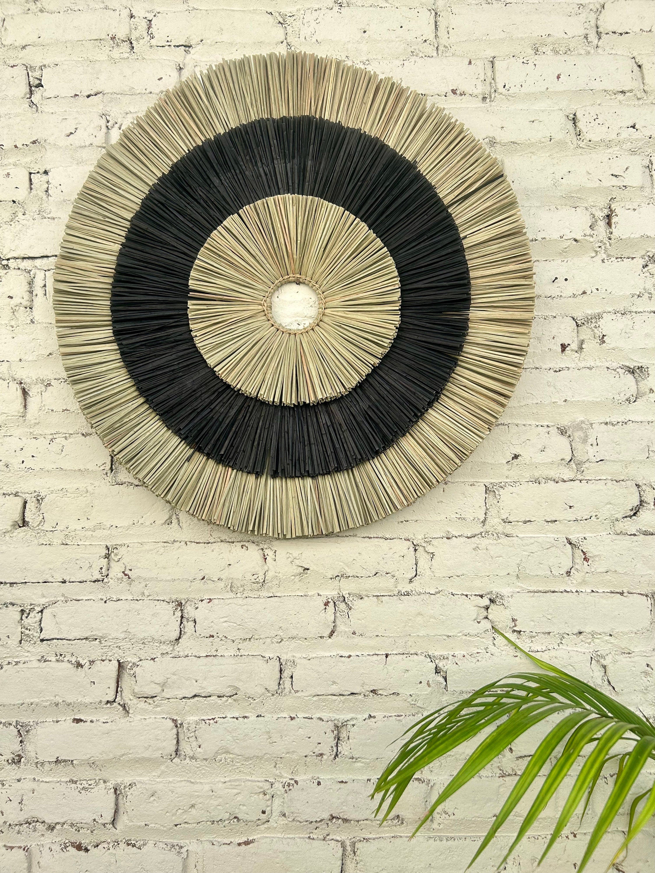 Round Black Seagrass Wall Decor – Boho Wall Hanging