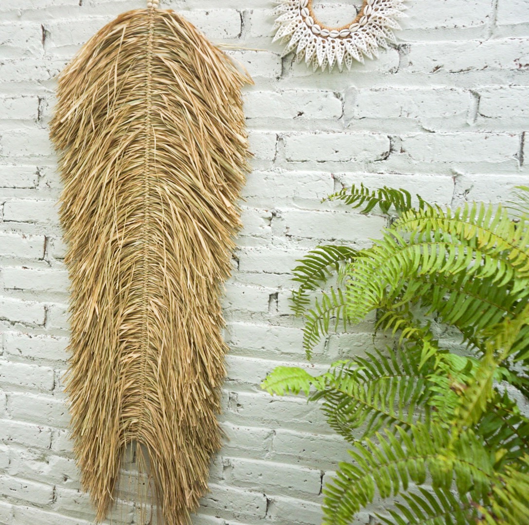 Bali Art seagrass natural wall hanging | extra large fringe raffia wall decoration | boho wall tapestry bali