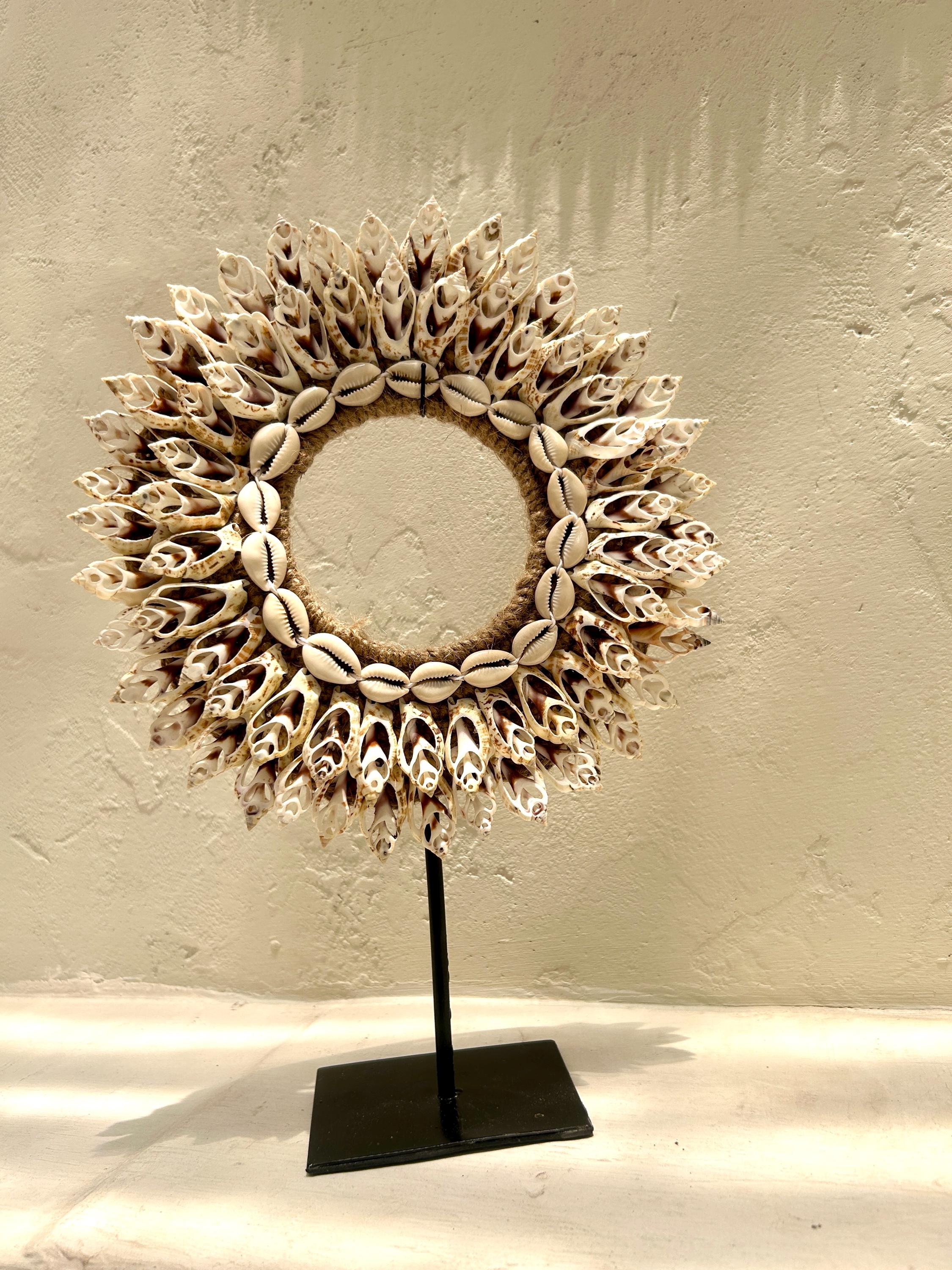 Bali art sea shells wall hanging | sea shells wreath | seaside shells wall hanging | beach house wall decor