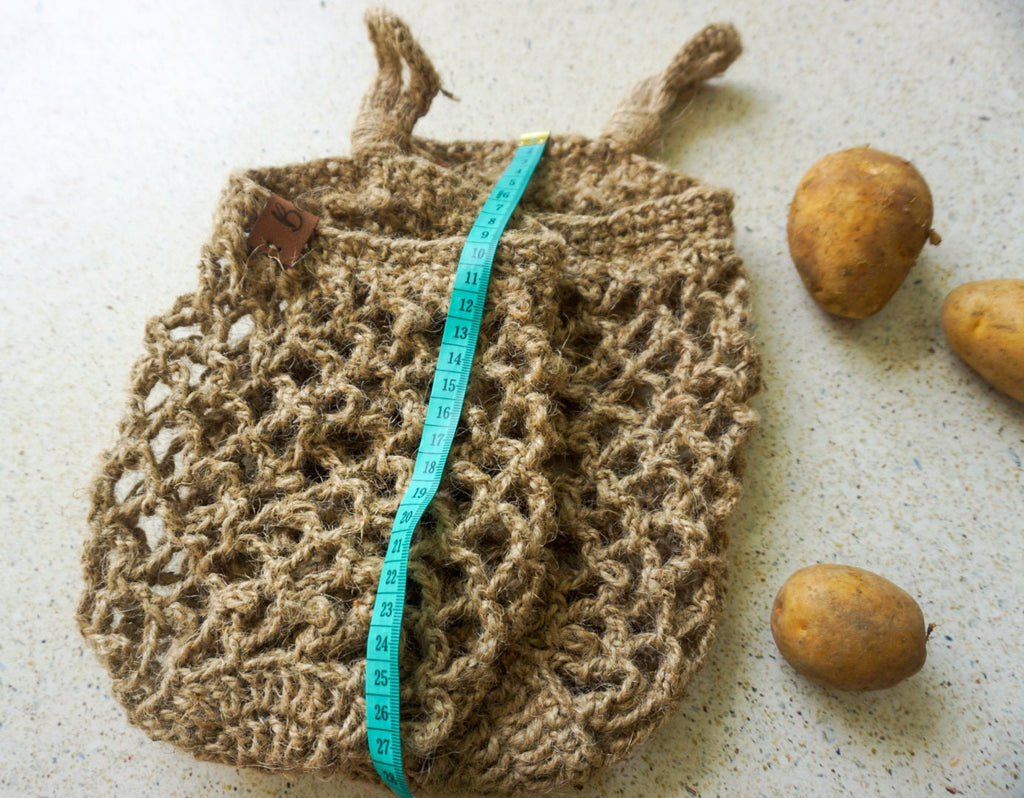 Jute Mesh Hanging Basket – Handmade Farmhouse Kitchen Storage