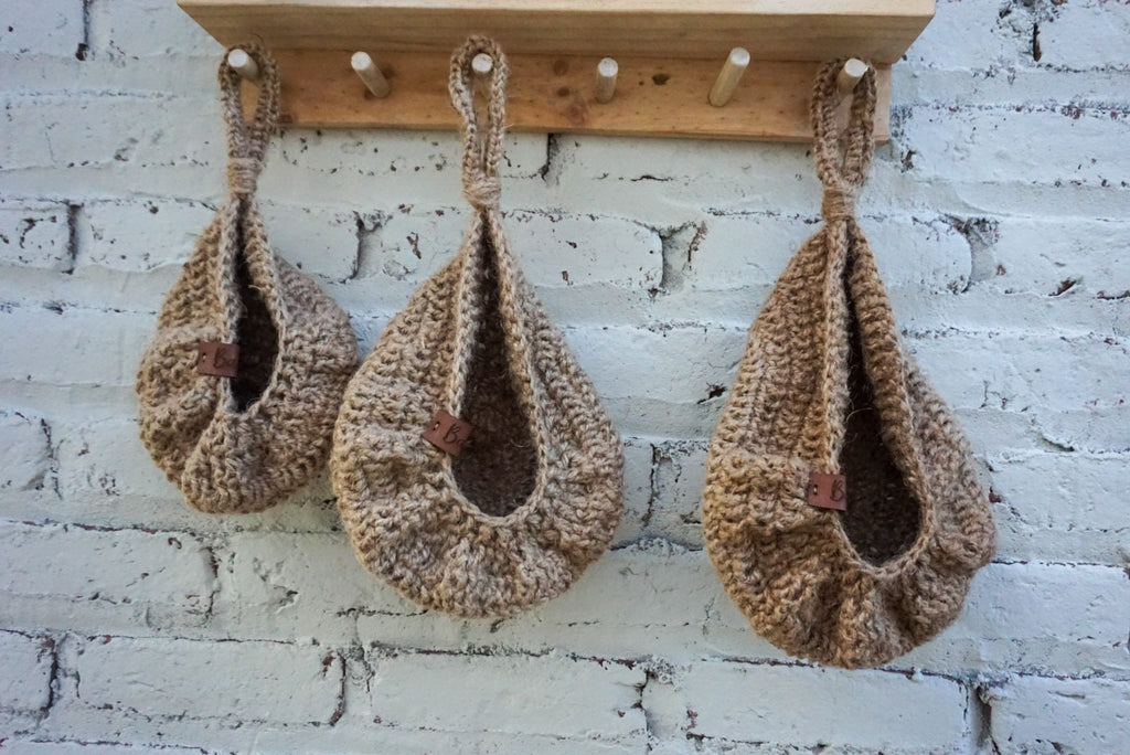 Jute Crochet Teardrop Hanging Basket – Farmhouse Kitchen Storage