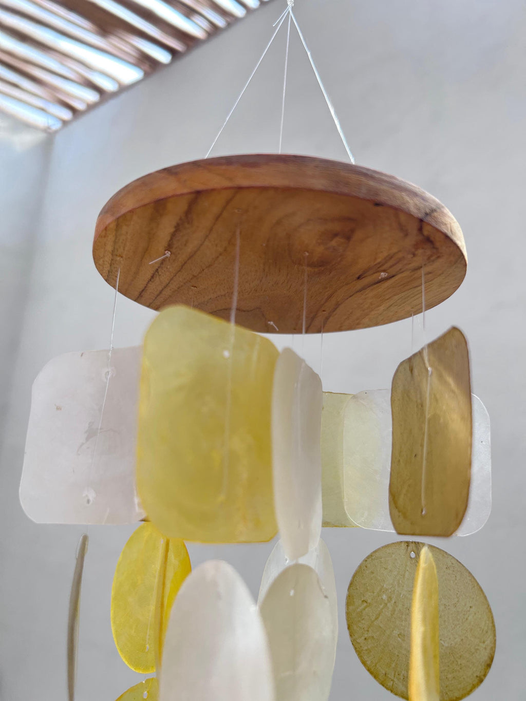 Small Capiz Shell Wind Chime – Brown & Yellow