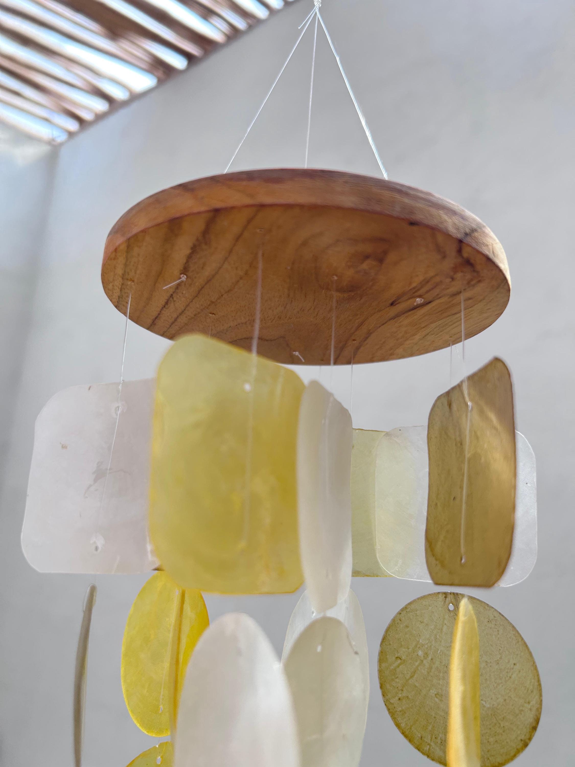 Small Capiz Shell Wind Chime – Brown & Yellow