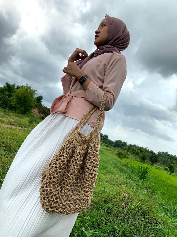 Jute Crochet Net Bag – Market & Beach Tote