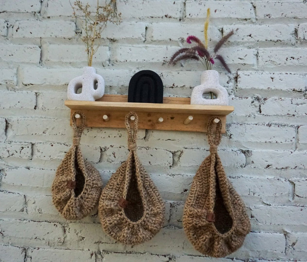 Jute Crochet Teardrop Hanging Basket – Farmhouse Kitchen Storage