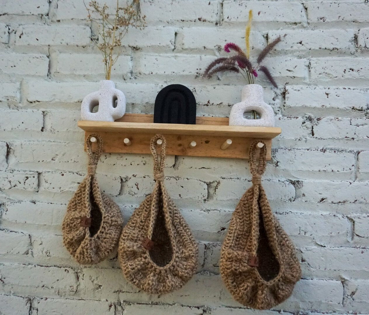 Jute Crochet Teardrop Hanging Basket – Farmhouse Kitchen Storage