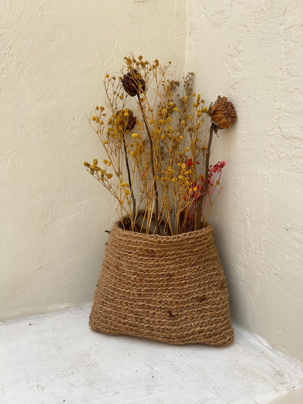 Square Jute Crochet Hanging Basket – Fall Home Decor