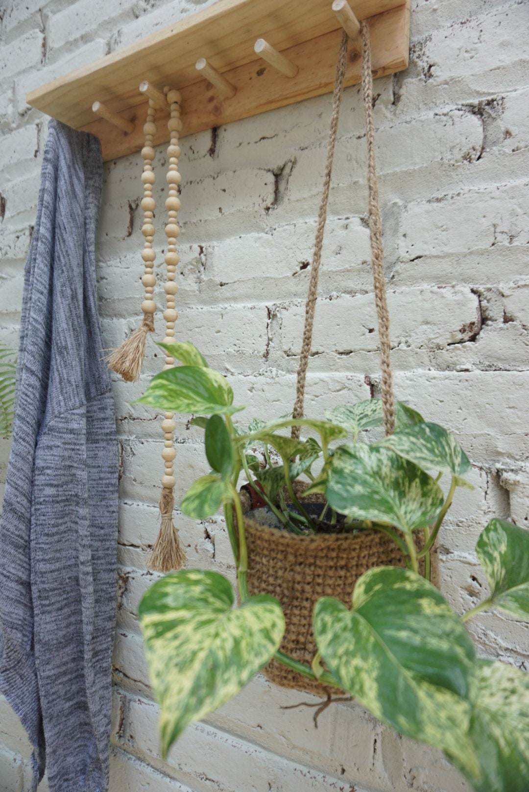 Jute Crochet hanging planter | Jute hanging plant basket | hanging planter | crochet vase | Jute indoor planter