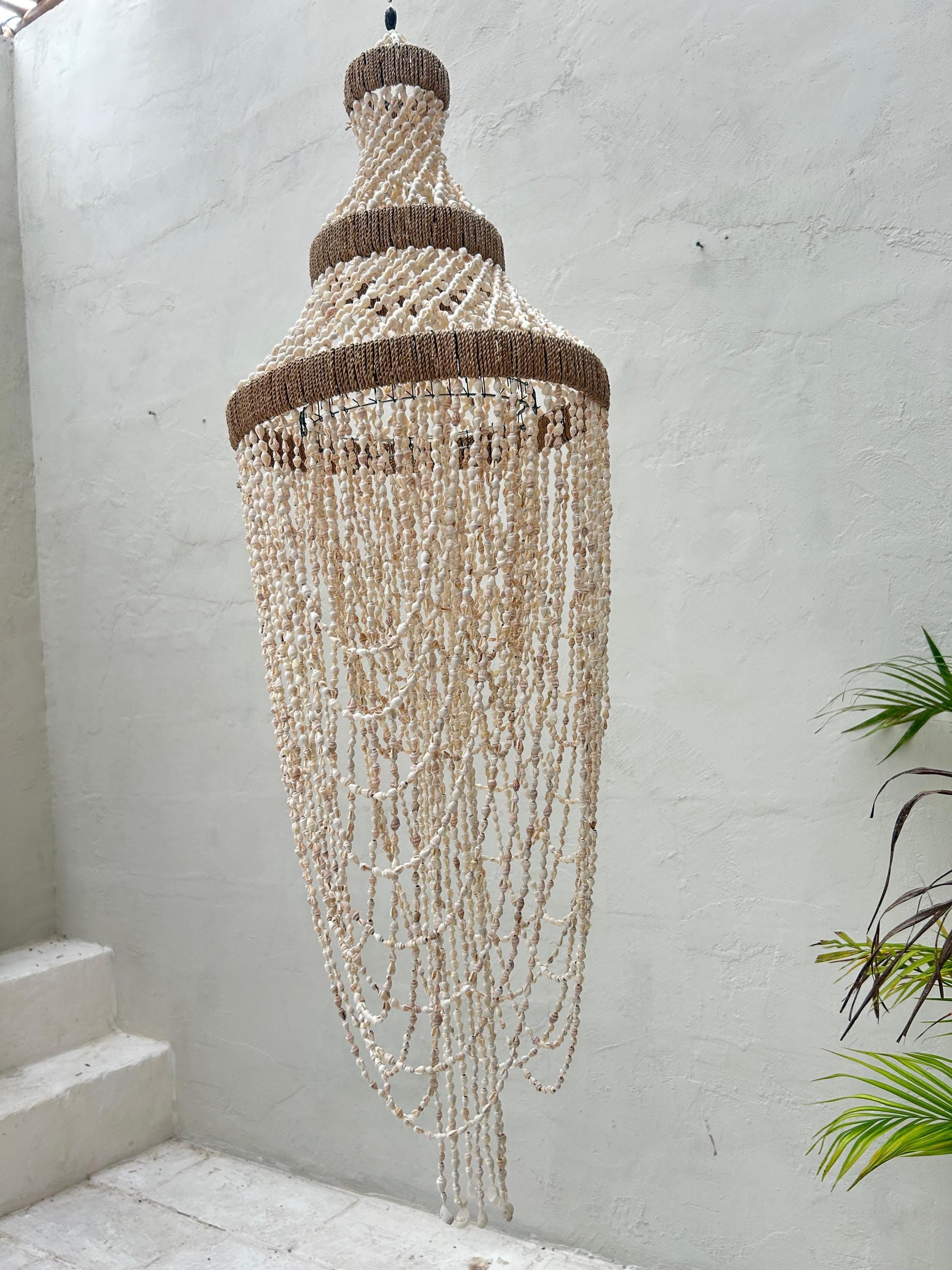 Style 5 Sea Shells Pendant Light | Nautical Chandelier | Boho Coasatal Decor