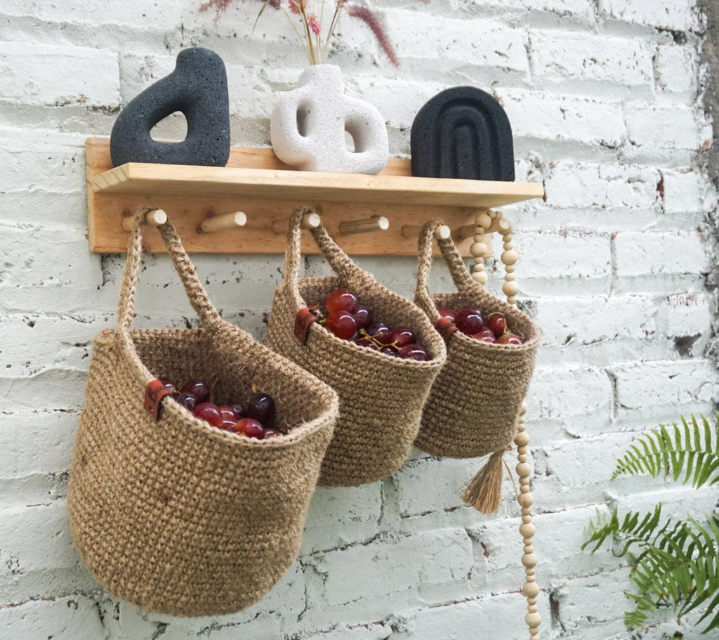 Jute Hanging Basket – Handmade Farmhouse Kitchen Storage