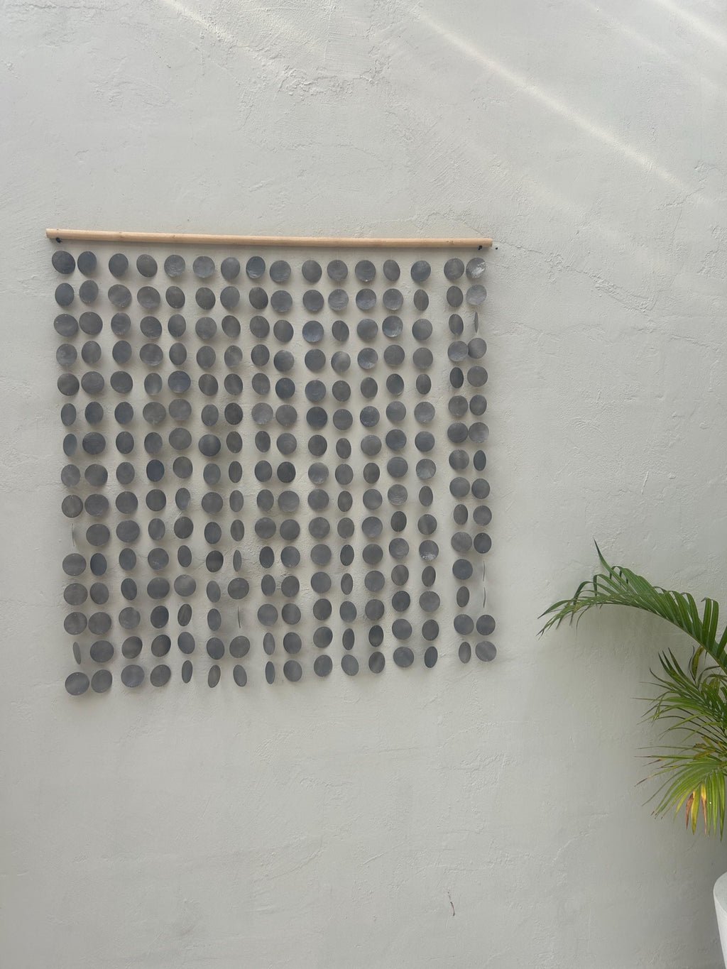 Gray Capiz Shell Beach Boho Wall Hanging
