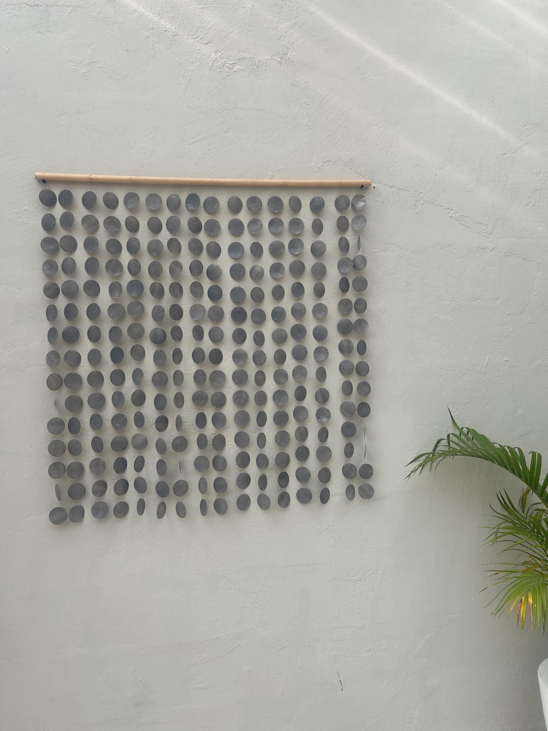 Stone Gray capiz shell wall hanging | Beach house blue shell wall hanging | Christmas boho wall hanging | Fall bohemian shell decor