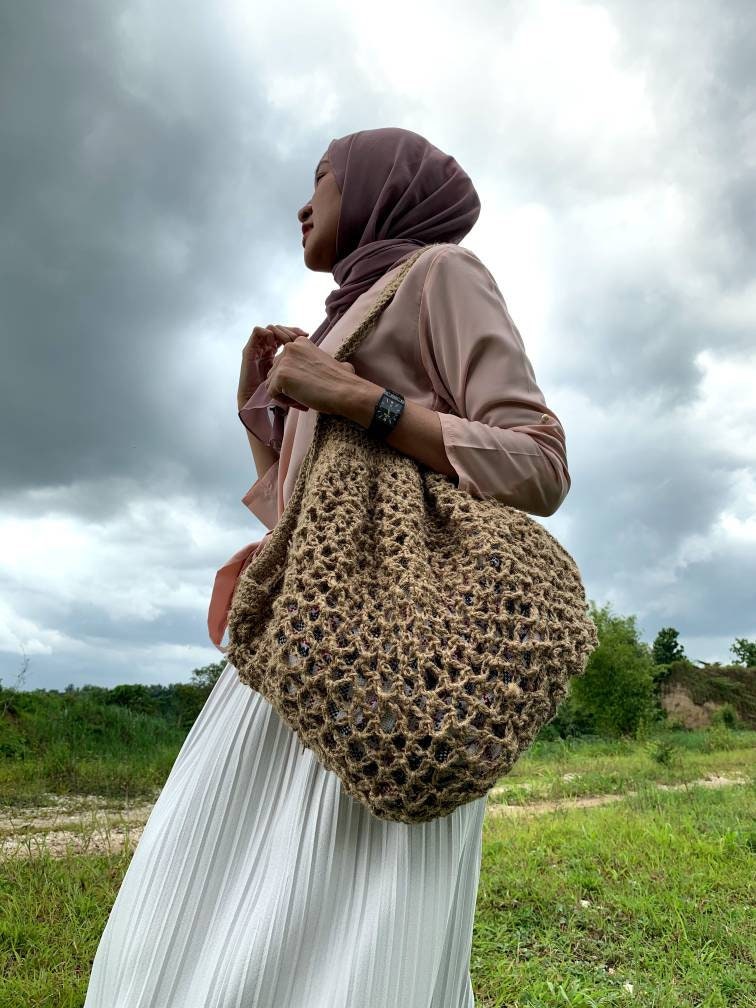 Jute Crochet Net Bag – Market & Beach Tote