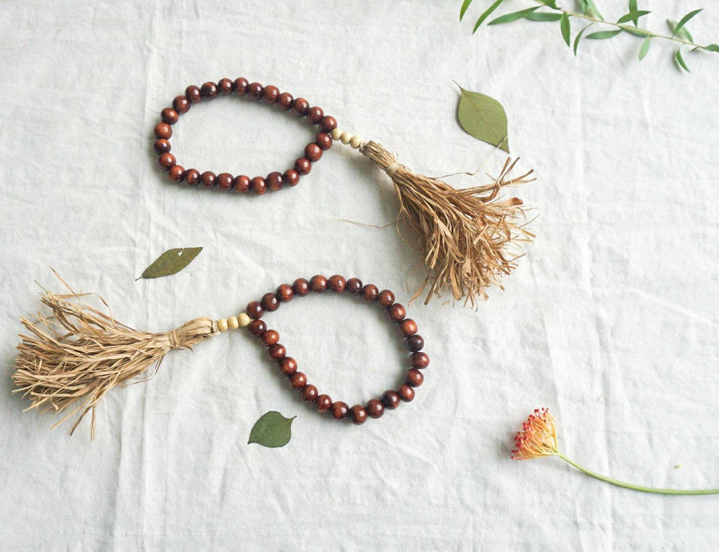Set of 2 Wooden Bead Garlands – Farmhouse Boho Decor