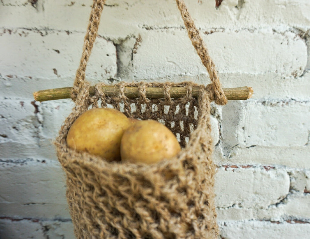 Set of 2 Jute Hanging Baskets – Large Natural Twine Storage