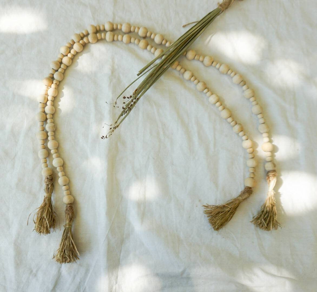 Set of 2 Beaded rustic Curtain tie back