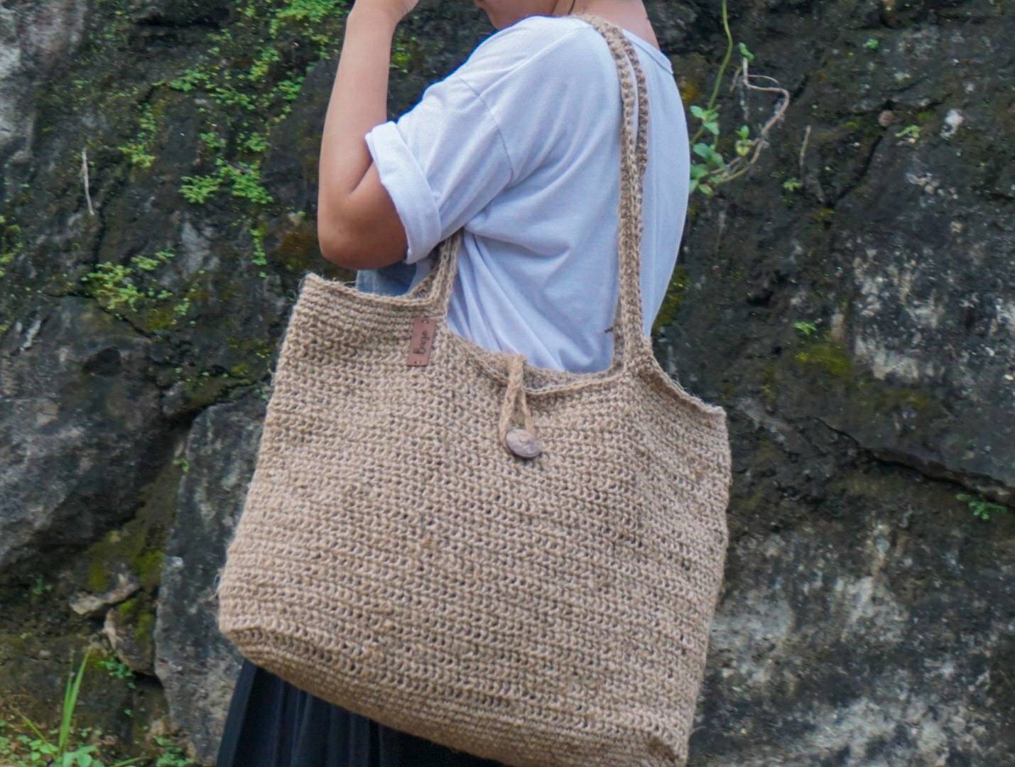 Oversized Jute Crochet Tote Bag – Handmade Large Tote