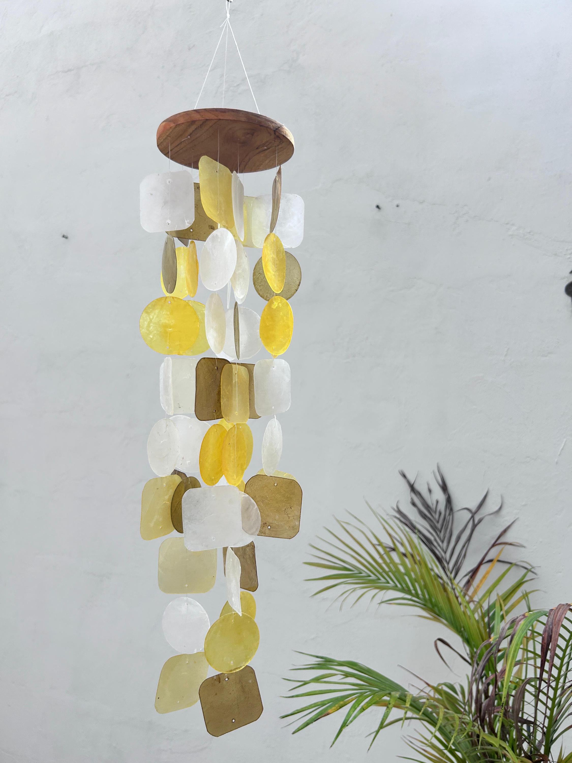 Small Capiz Shell Wind Chime – Brown & Yellow
