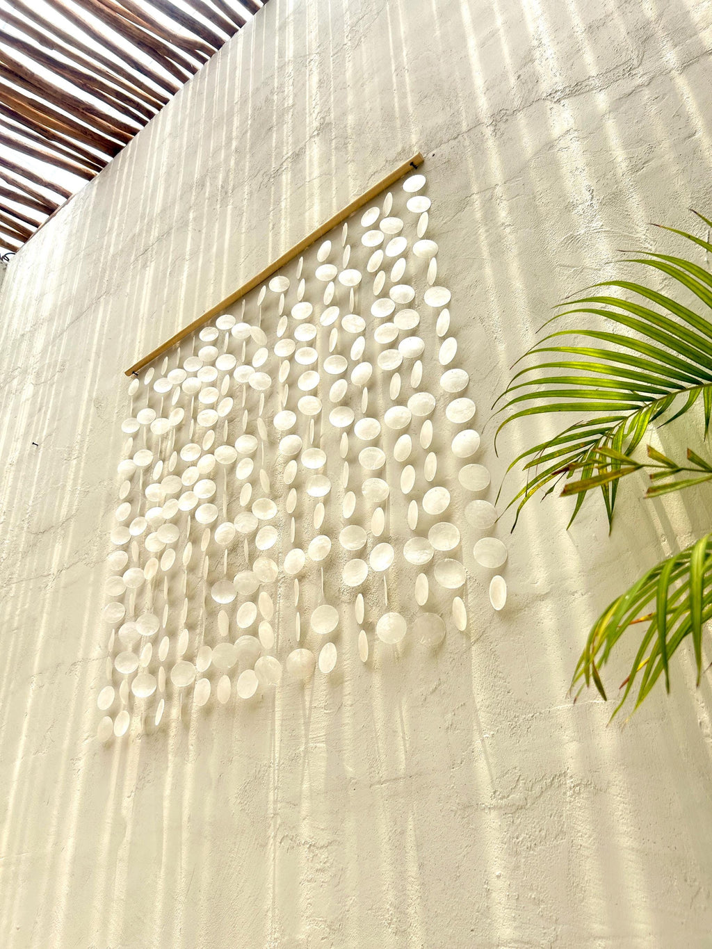 White Capiz Shell Wall Hanging – Boho Beach House Decor