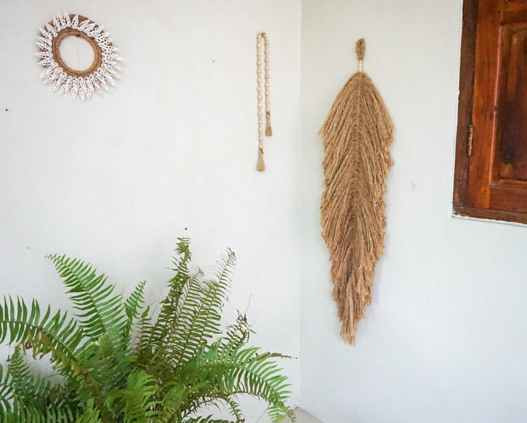 Jute boho feather macrame | boho leaf wall decor | bohemian wall hanging macrame | Giant jute feather wall hanging