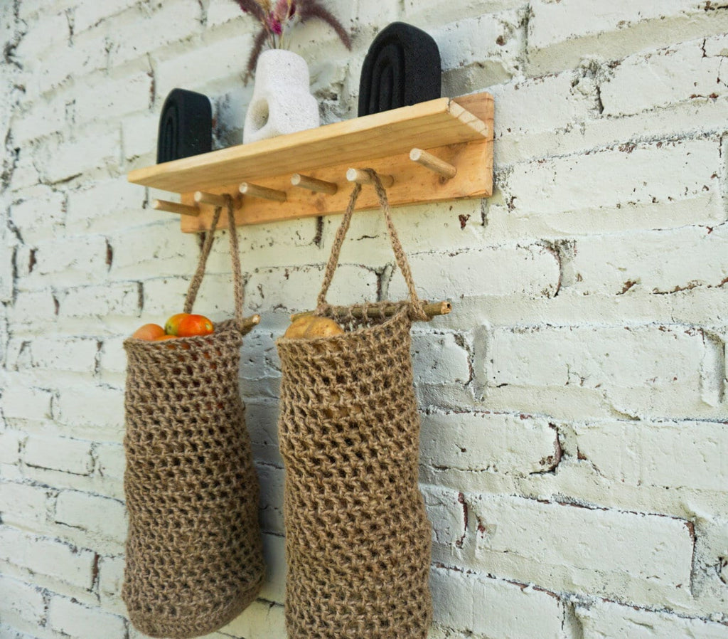 Set of 2 Jute Hanging Baskets – Large Natural Twine Storage