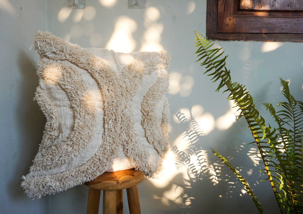 White Boho Pillow Cover