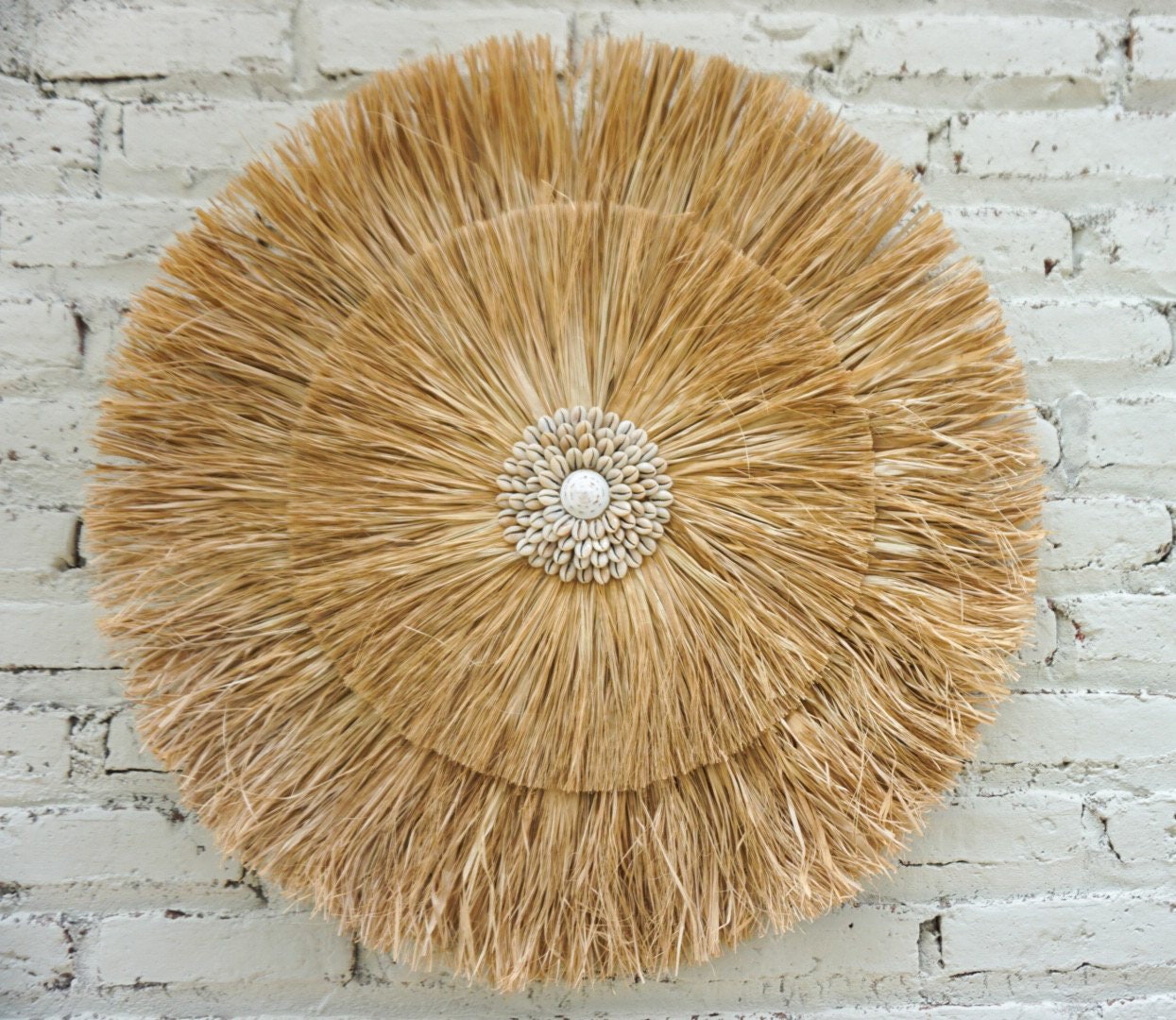 Extra large seagrass wall hanging | Seagrass nautical wall decor | boho round large seagrass shell