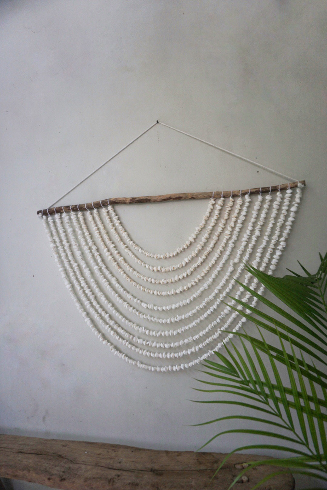Large White Shell Wall Hanging – Boho Beach House Decor