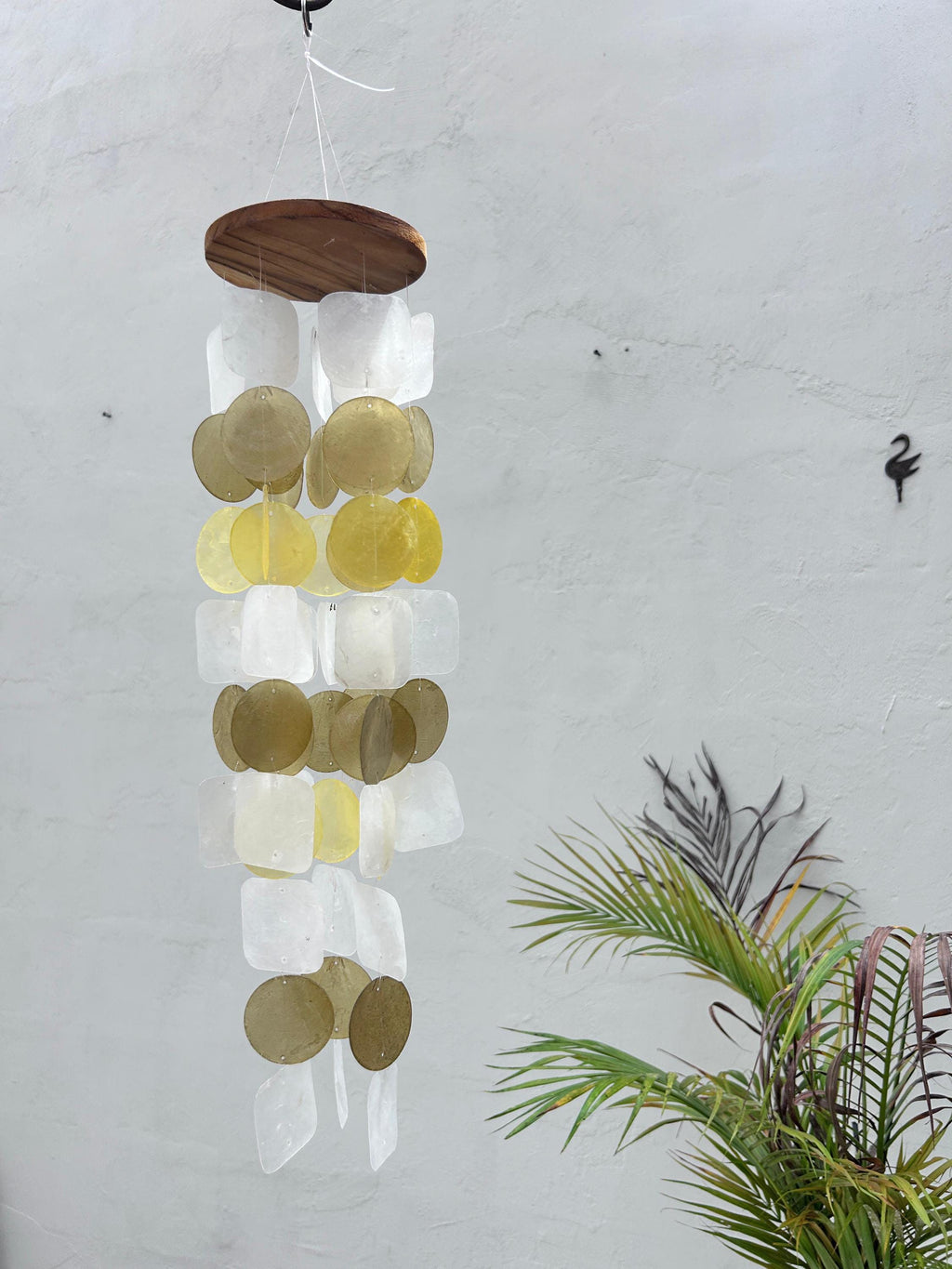 Small Capiz Shell Wind Chime – Brown & Lime