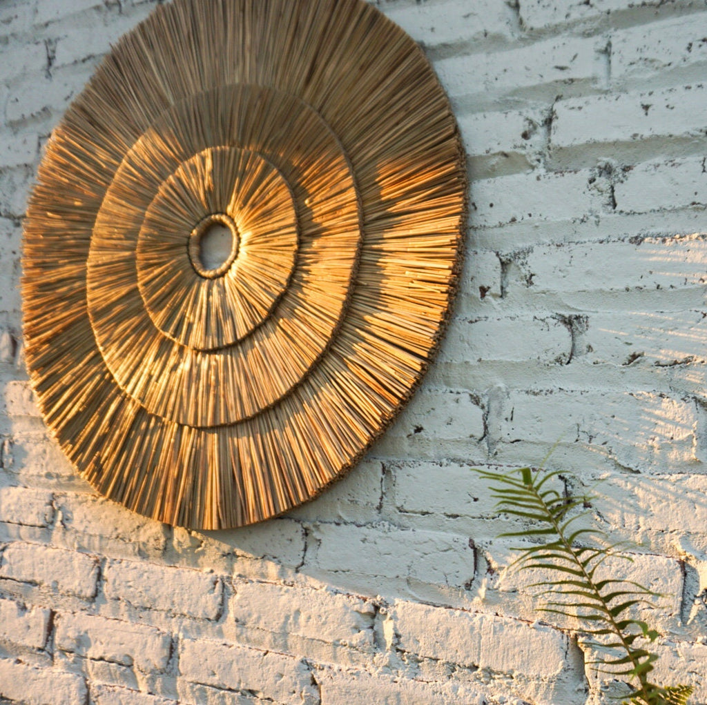 Boho Round Seagrass Wall Art – 3 Layer Tropical Decor