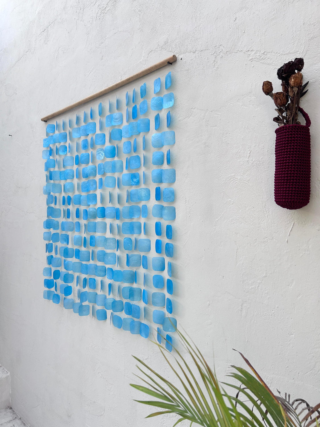Sky Blue Square Capiz Shell Wall Hanging