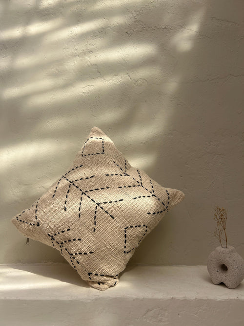 Boho Hand-Stitched Pillow Cover – Handmade Artisanal Decor