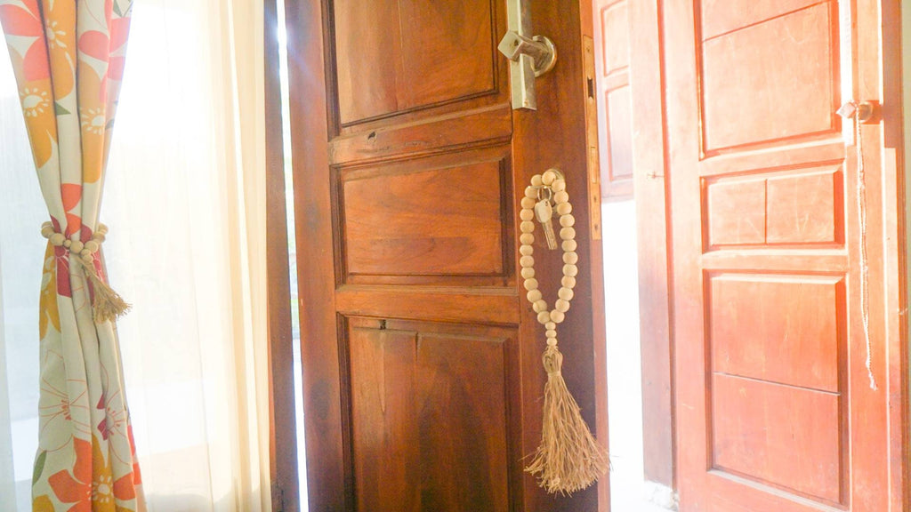 Set of 2 Wooden Bead Garlands – Farmhouse Boho Decor