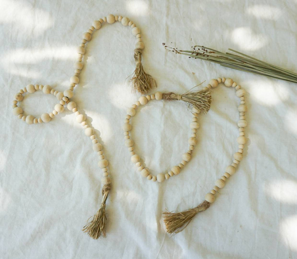 Set of 2 Beaded rustic Curtain tie back