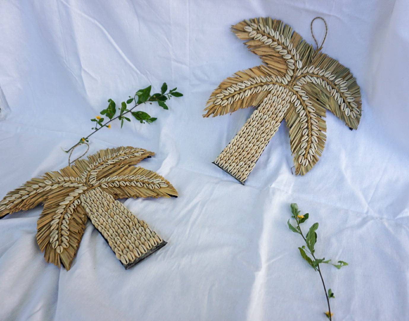 Palm shape Shells boho decor | sea shells palm tree wall hanging | shells wall art