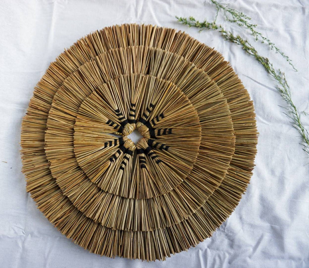 Black Macramé Seagrass Wall Decor – Round Bali Wall Hanging