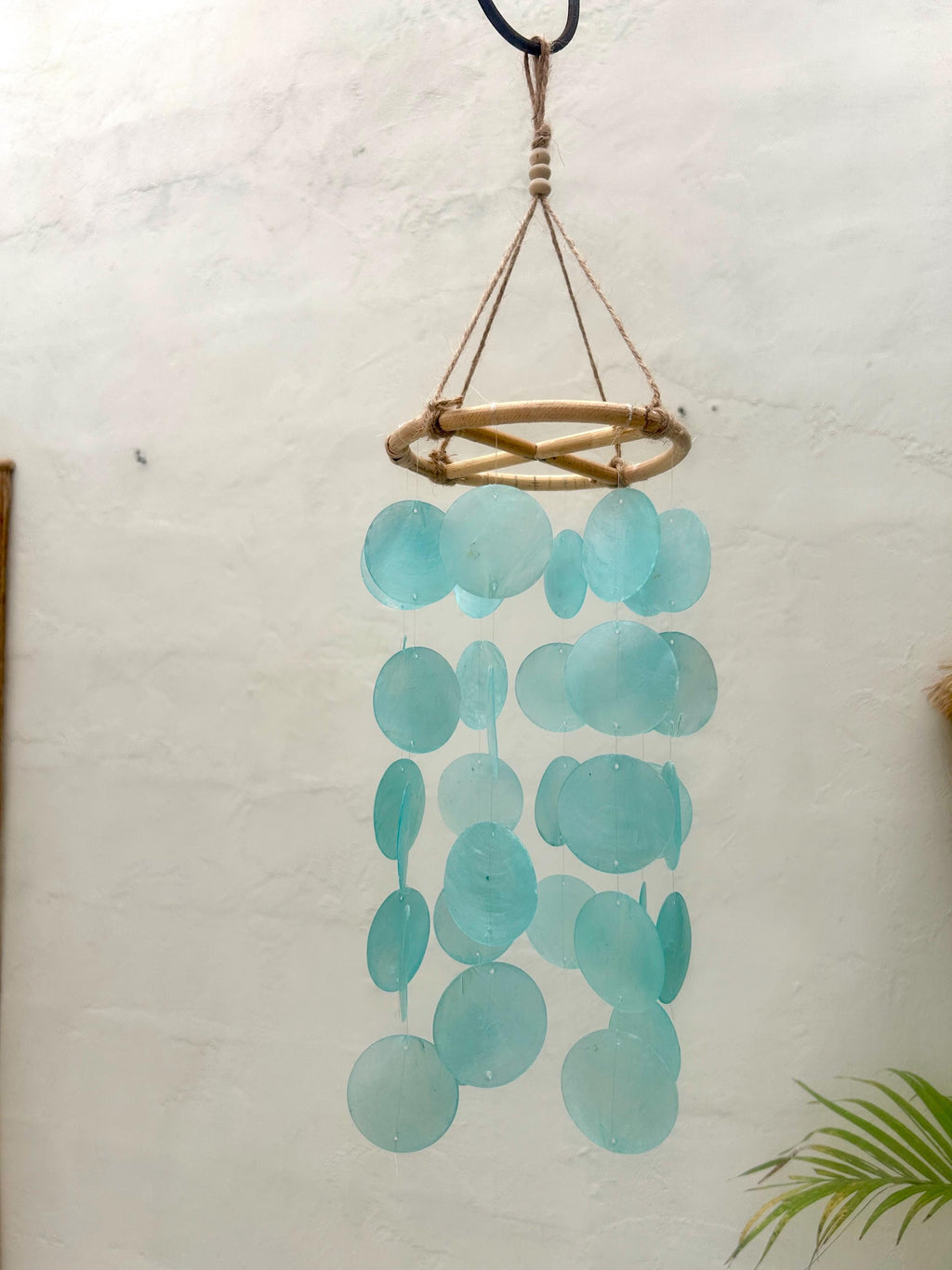 Small Sea Blue Round capiz shells wind chime