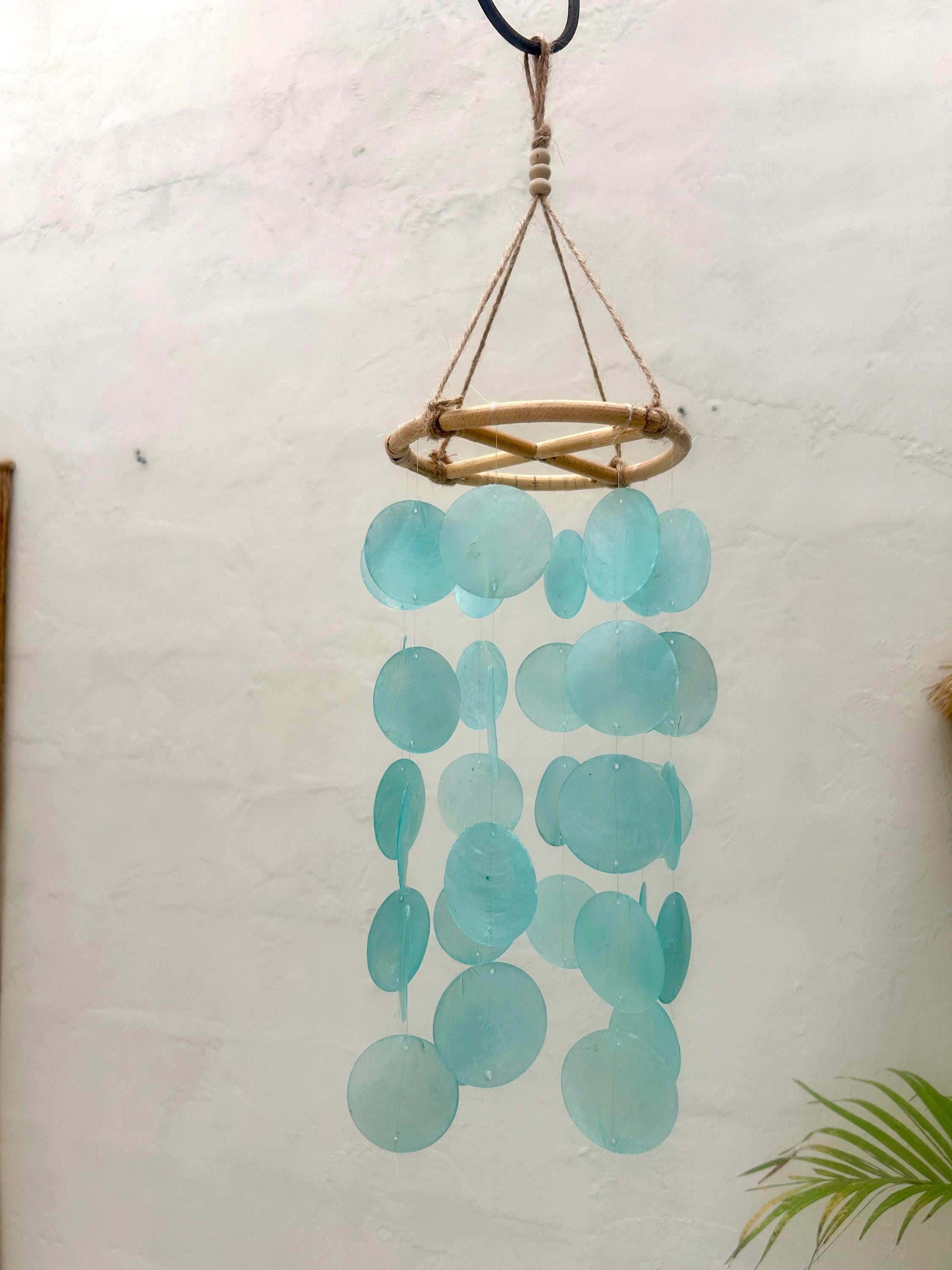 Small Sea Blue Round capiz shells wind chime